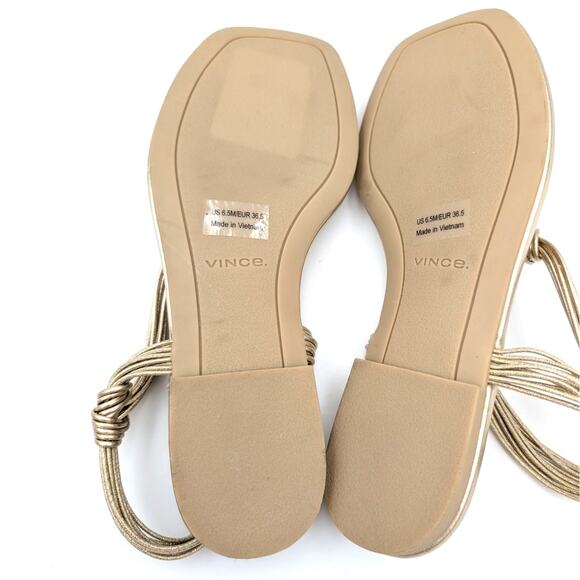 Vince Deja Slip On Slingback Thong Sandals Metallic Gold Size US6.5M EU36.5 - Picture 8 of 11